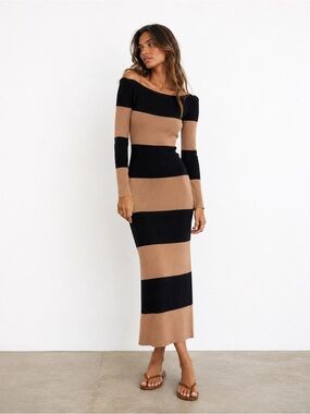 LE LIS Size XS Ribbed Striped Dress
